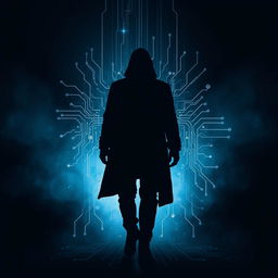 A modern and elegant design featuring the silhouette of an enigmatic and powerful figure as the main image