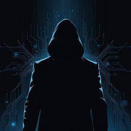 A modern and elegant design featuring the silhouette of an enigmatic and powerful figure as the main image