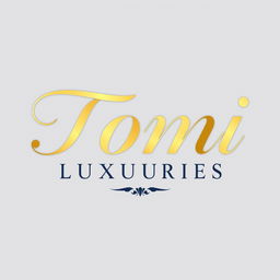 A luxurious and sophisticated logo design featuring the words 'Tomi Luxuries'