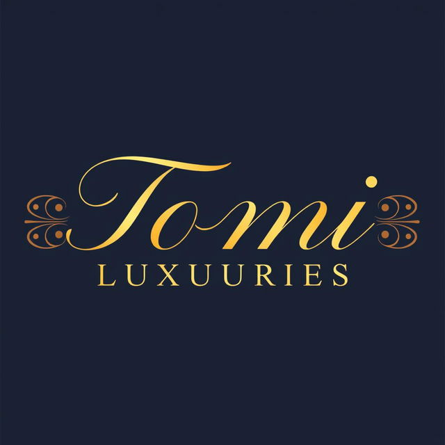 A luxurious and sophisticated logo design featuring the words 'Tomi Luxuries'