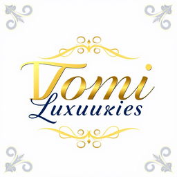 A luxurious and sophisticated logo design featuring the words 'Tomi Luxuries'