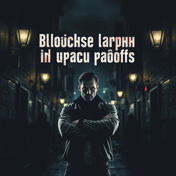 An intriguing book cover for 'плохие парни и ужасы работы', showcasing a dark, urban setting filled with mysterious alleys and shadowy figures