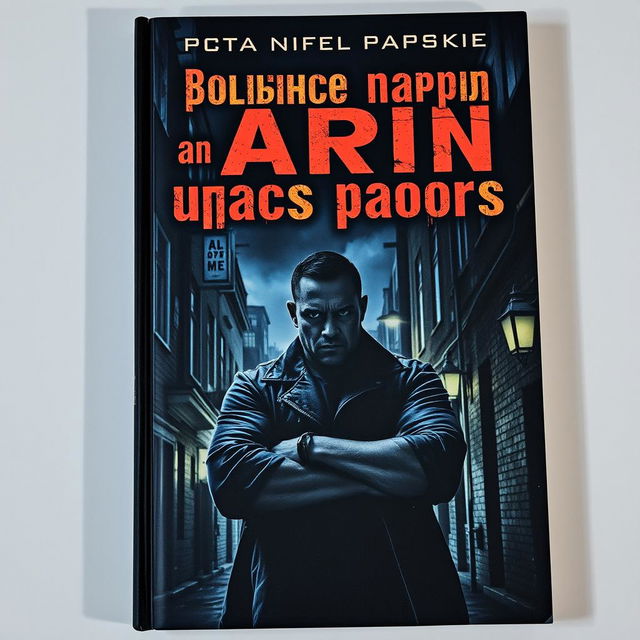 An intriguing book cover for 'плохие парни и ужасы работы', showcasing a dark, urban setting filled with mysterious alleys and shadowy figures