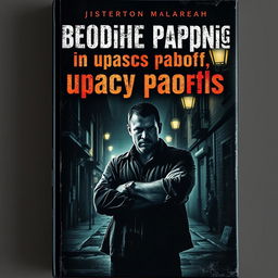 An intriguing book cover for 'плохие парни и ужасы работы', showcasing a dark, urban setting filled with mysterious alleys and shadowy figures