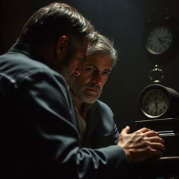 A dramatic scene capturing the essence of justice and accountability, featuring an adult character in a tense confrontational moment