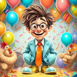 A whimsical and humorous portrayal of a quirky character resembling a character like Lloyd from a comedy film about two dimwitted friends