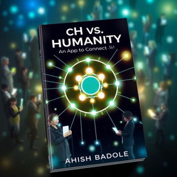 A book cover design featuring a large, glowing icon at the center that resembles a network or node diagram, symbolizing technology and connection