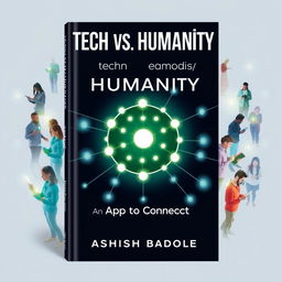 A book cover design featuring a large, glowing icon at the center that resembles a network or node diagram, symbolizing technology and connection