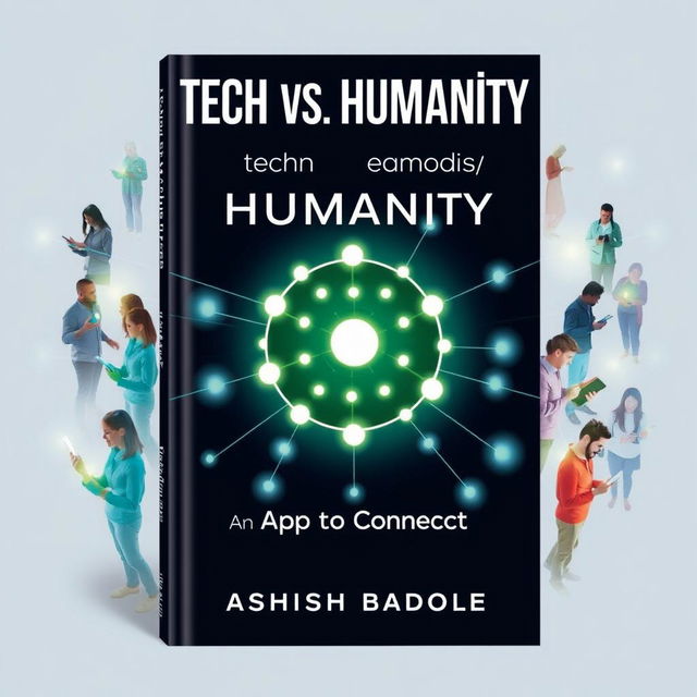 A book cover design featuring a large, glowing icon at the center that resembles a network or node diagram, symbolizing technology and connection