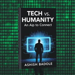 A captivating book cover design featuring a background filled with faint binary code, establishing a rich digital atmosphere