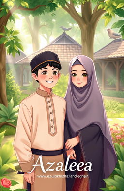 A beautiful illustration for the book titled "Azaleea: Cinta yang Terlahir di Pesantren Bersama Sahabat Sahabat"