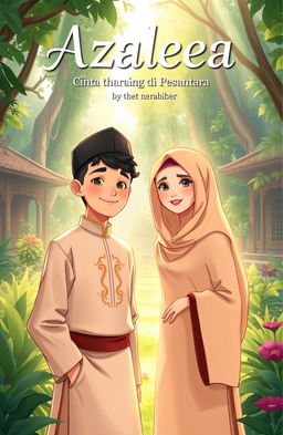 A beautiful illustration for the book titled "Azaleea: Cinta yang Terlahir di Pesantren Bersama Sahabat Sahabat"