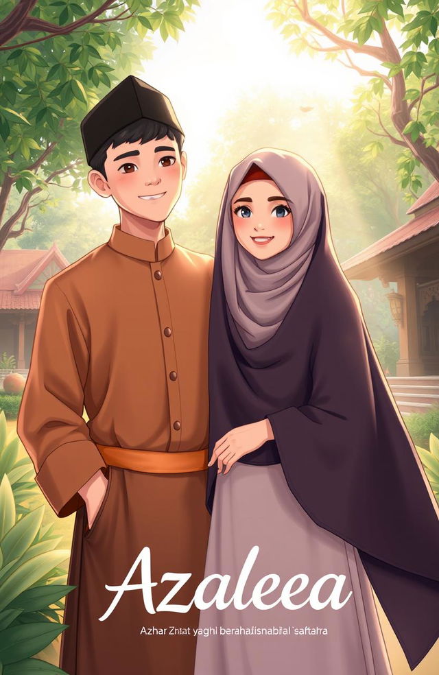 A beautiful illustration for the book titled "Azaleea: Cinta yang Terlahir di Pesantren Bersama Sahabat Sahabat"