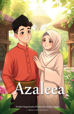 A beautiful illustration for the book titled "Azaleea: Cinta yang Terlahir di Pesantren Bersama Sahabat Sahabat"