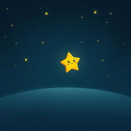 A heartwarming illustration of a tiny, lonely star named Twinkle, drifting in a vast, dark sky