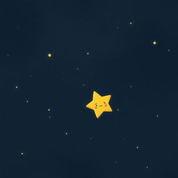 A heartwarming illustration of a tiny, lonely star named Twinkle, drifting in a vast, dark sky