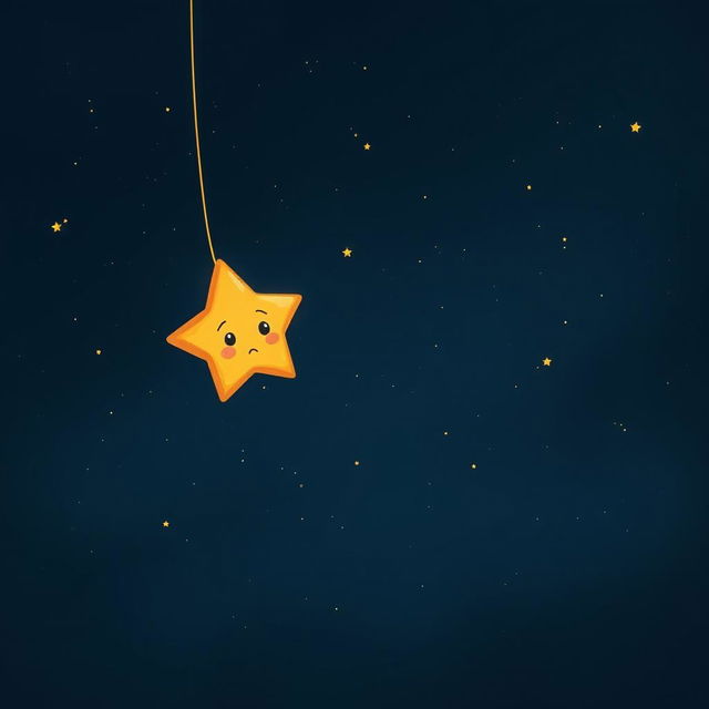 A heartwarming illustration of a tiny, lonely star named Twinkle, drifting in a vast, dark sky