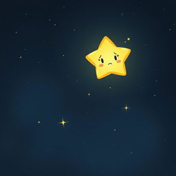A heartwarming illustration of a tiny, lonely star named Twinkle, drifting in a vast, dark sky