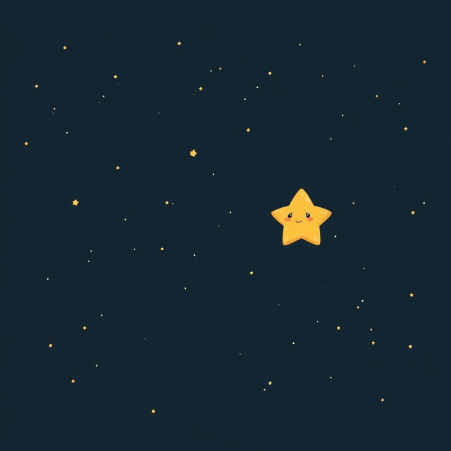 A whimsical illustration of a tiny, lonely star named Twinkle, floating in a vast, dark sky