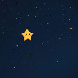 A whimsical illustration of a tiny, lonely star named Twinkle, floating in a vast, dark sky