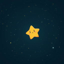 A whimsical illustration of a tiny, lonely star named Twinkle, floating in a vast, dark sky