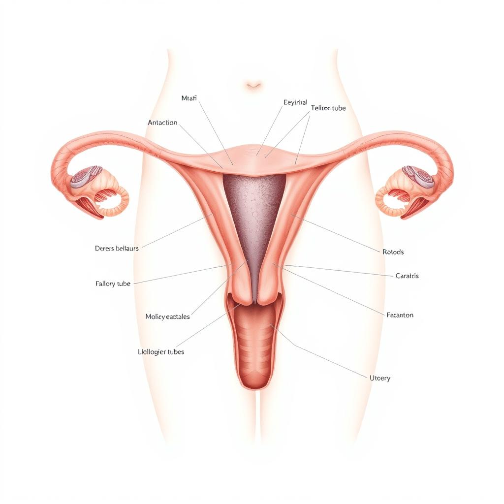 An artistic representation of the female anatomy, focusing on an anatomical diagram style