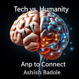 A thought-provoking book cover design featuring a large, visually striking image of a brain, where one half represents a natural human brain with realistic details, showcasing flesh tones and warm highlights