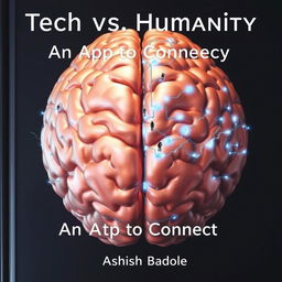 A large and detailed image of a brain, split into two distinct halves: one side showcasing a realistic human brain in natural flesh tones with warm highlights, while the other side is composed of circuits and digital pathways in metallic grays and electric blues