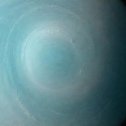 Imagine a tornado on Uranus: a large cyclonic storm within the pale cyan, hazy atmosphere, contrasting the planet's smooth gaseous backdrop