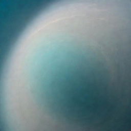 Imagine a tornado on Uranus: a large cyclonic storm within the pale cyan, hazy atmosphere, contrasting the planet's smooth gaseous backdrop