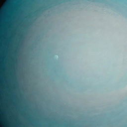 Imagine a tornado on Uranus: a large cyclonic storm within the pale cyan, hazy atmosphere, contrasting the planet's smooth gaseous backdrop