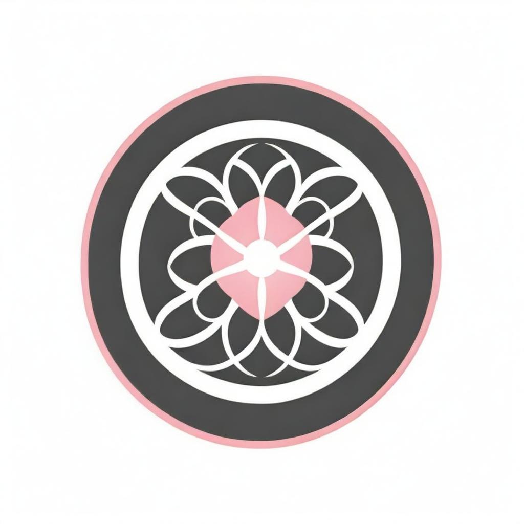 Create a graphic logo of the Flower of Life with the sun, having 8 white and pink petals, for company usage.