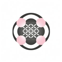 Create a graphic logo of the Flower of Life with the sun, having 8 white and pink petals, for company usage.