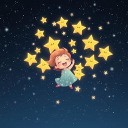 Twinkle joyfully reunites with her family of stars, her glow radiating brightly among them in the vast night sky