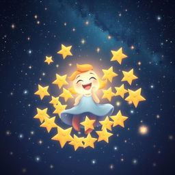 Twinkle joyfully reunites with her family of stars, her glow radiating brightly among them in the vast night sky