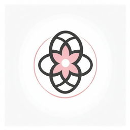 Create a graphic logo of the Flower of Life with the sun, having 8 white and pink petals, for company usage.