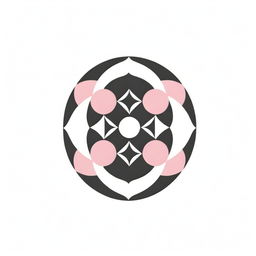 A clean, white and pink graphic logo featuring the Flower of Life with a sun at its core having eight petals for corporate use