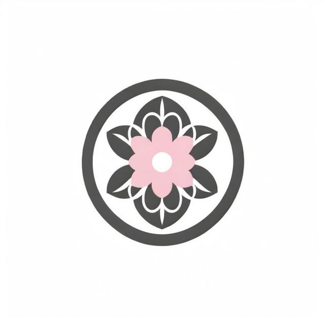 A clean, white and pink graphic logo featuring the Flower of Life with a sun at its core having eight petals for corporate use