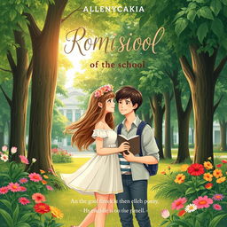A book cover depicting a romantic story set in a school environment with a nature-inspired theme