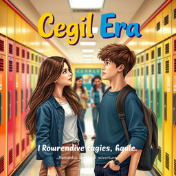 A book cover for a romantic story titled 'Cegil Era,' set in a vibrant school atmosphere