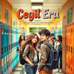 A book cover for a romantic story titled 'Cegil Era,' set in a vibrant school atmosphere