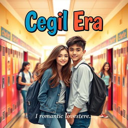 A book cover for a romantic story titled 'Cegil Era,' set in a vibrant school atmosphere