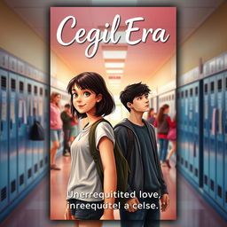 A book cover for a romantic story titled 'Cegil Era', focusing on unrequited love in a school setting