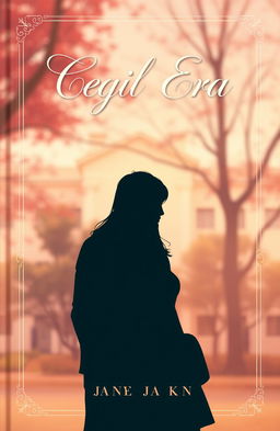 A book cover design illustrating a romantic story set in a school environment, featuring a silhouette of a couple standing side by side, their faces turned away so that their features are not visible