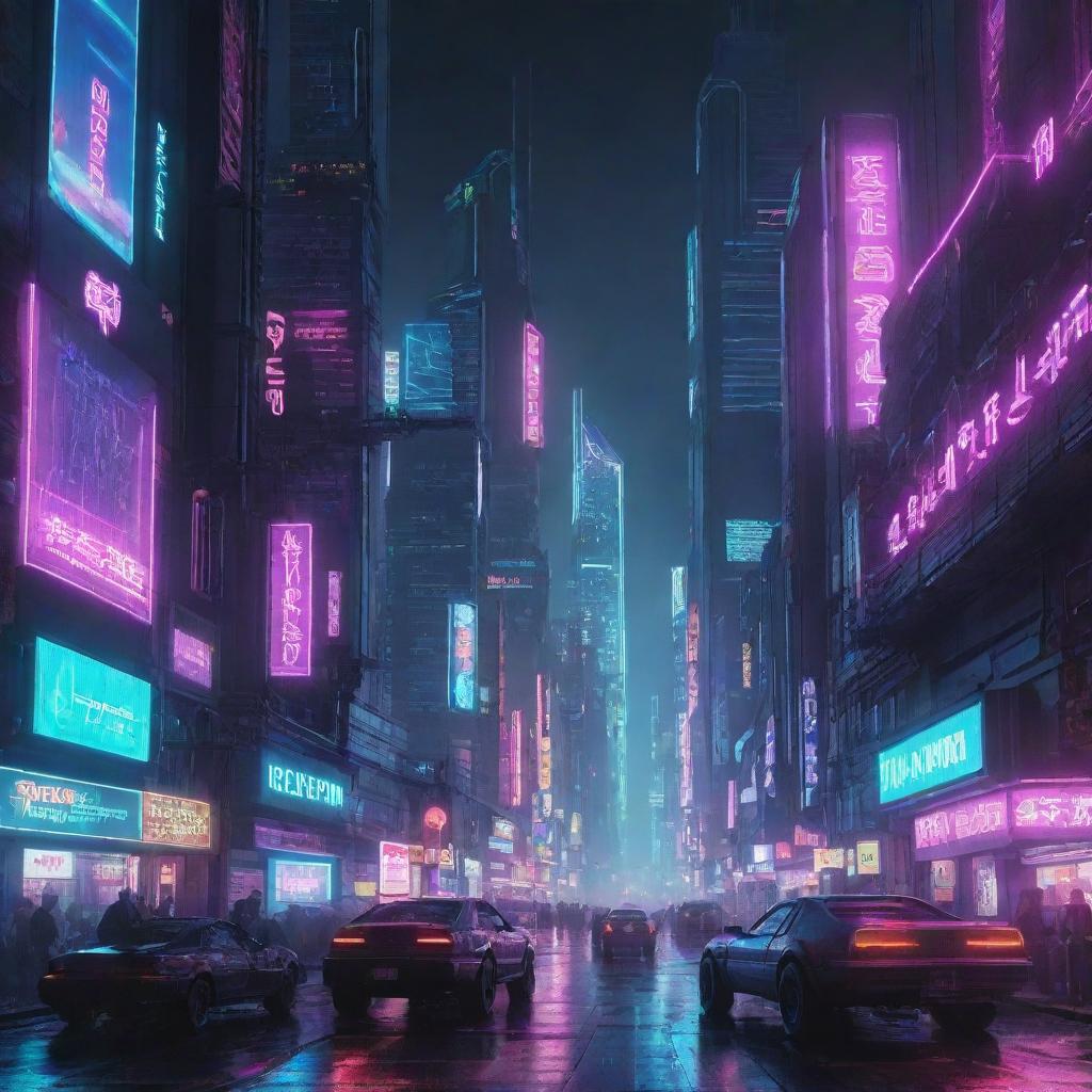 A detailed cyberpunk scene