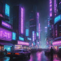 A detailed cyberpunk scene