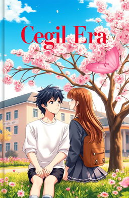 A captivating book cover depicting a high school love story with the title 'Cegil Era'