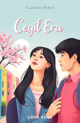 A book cover design titled 'Cegil Era' featuring a romantic school setting