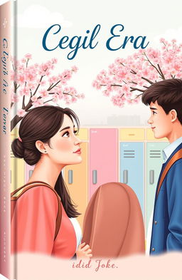 A book cover design titled 'Cegil Era' featuring a romantic school setting