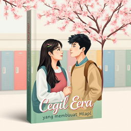 A book cover design titled 'Cegil Era' featuring a romantic school setting
